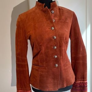 Tailored Suede Dress Jacket with ribbon/button details Danier